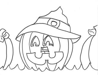 pumpkin witch coloring page
